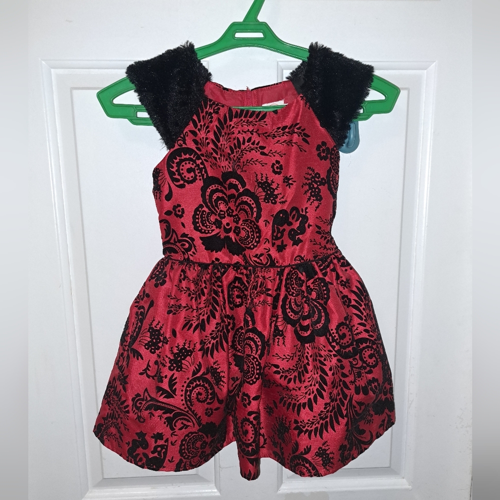 Wonder Nation Flocked Shantaung Holiday Dress With Pockets! Sz 4